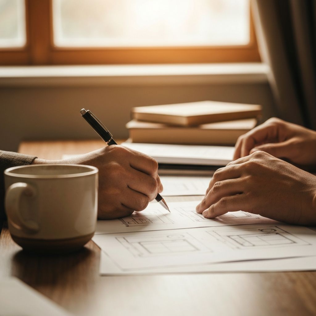 Creative workspace with design sketches and tools